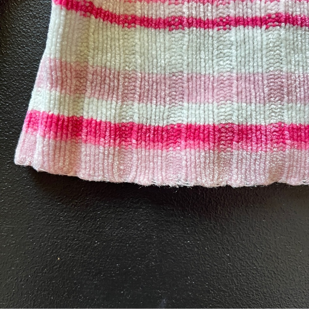 Vintage Y2K Covington Chenille Sweater Pink White Striped Mock Neck Knit 3T - Picture 10 of 14